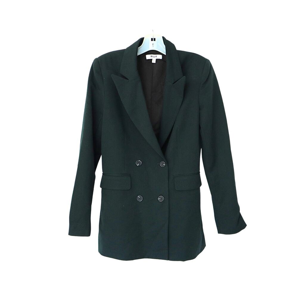 BILLIE THE LABEL Frances Double Breasted Blazer - Green - XS